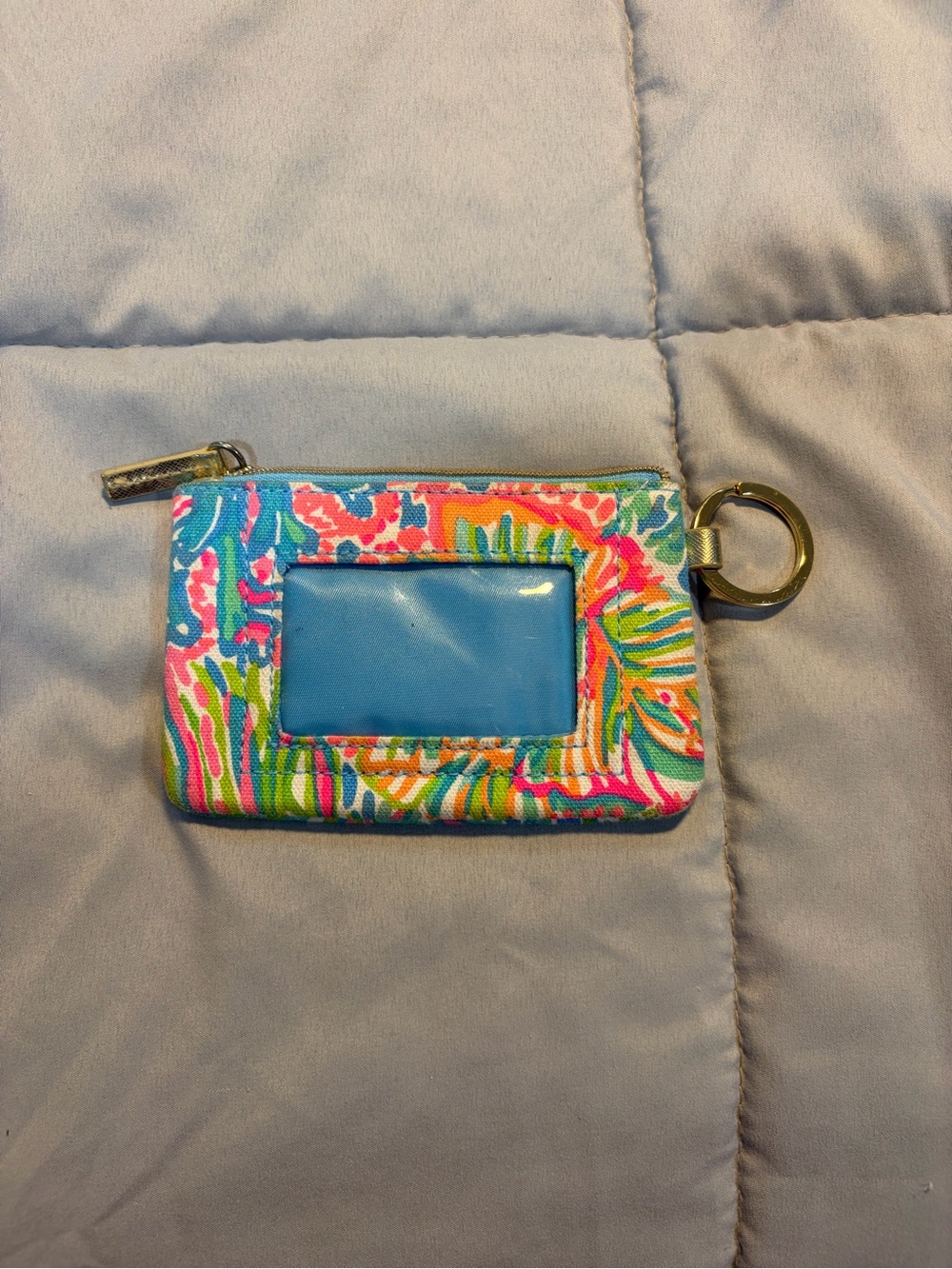 Lilly Pulitzer Multicolor Floral ID Card Holder with Blue Window